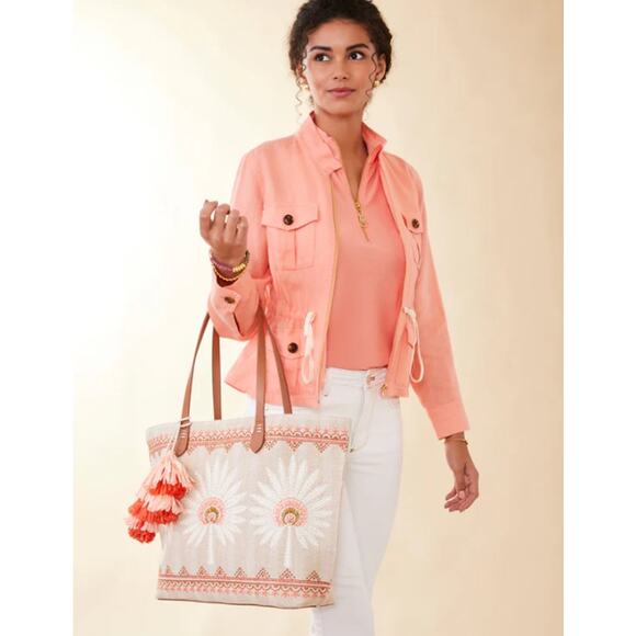 Spartina 449 Embroidered Large Fiesta Tote Bag - Callawassie Palmetto - NWT - Picture 6 of 10